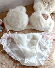 Multiple Colors Plushy Set 2-Pieces Lingerie Set