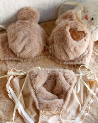 Multiple Colors Plushy Set 2-Pieces Lingerie Set