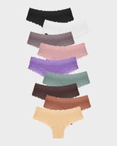 Ribbed Cotton Lace Mid-Rise Panty(9 pack)