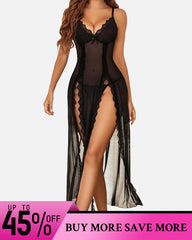 Sexy Mesh V Neck Side Split Nightdress