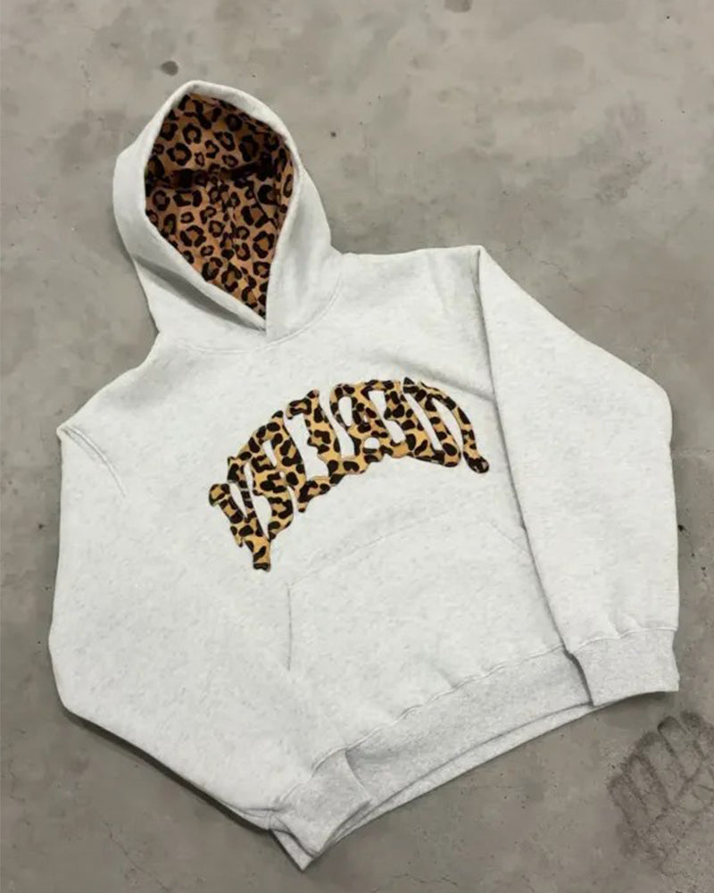 Leopard Letters Hoodie Couple Outfit Set