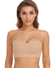 Strapless Bras for Women Non-Slip Silicone Padded Bandeau Bra