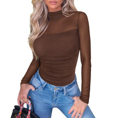 Mesh Contour Seamless Turtleneck Bodysuit