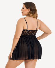 Plus Size Sexy Mesh Babydoll with Side Slit