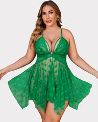 Plus Size Lace Nightdress with Front Slit