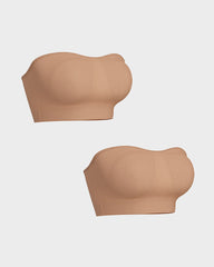 Strapless Bras Non-Slip Silicone Padded Bandeau Bra(2 Pack)